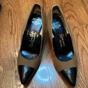 Women's Suede Beige / Brown Heels with Accent Toe